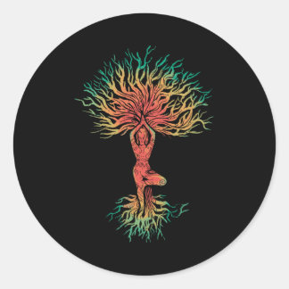 Zen Meditation Yoga Life Tree Omm Gift Ronde Sticker