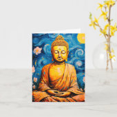Zen Mediterende Boeddha Kunst Kaart (Gele Bloem)