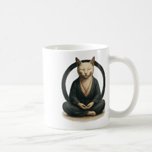 Zen Mediterende Kat – Enso Cirkel Mindful Yoga Kun Koffiemok