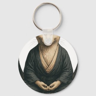 Zen Mediterende Kat – Enso Cirkel Mindful Yoga Kun Sleutelhanger