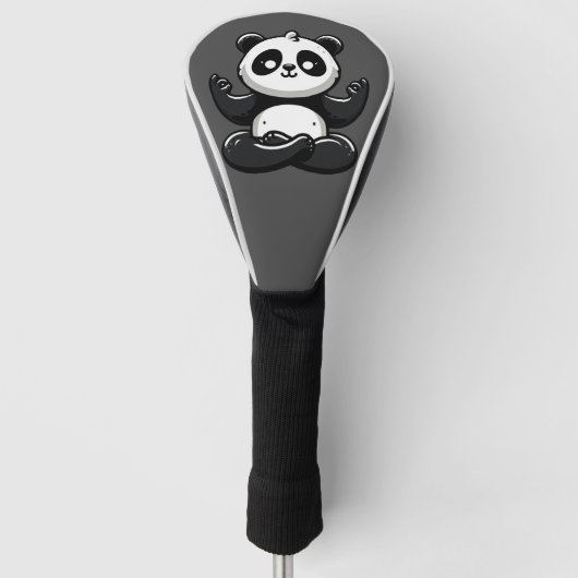 Zen Mediterende Panda - Leuke Dierenmeditatie Pose Golfheadcover (Voorkant)