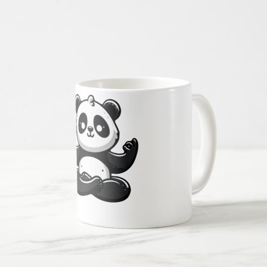 Zen Mediterende Panda - Leuke Dierenmeditatie Pose Koffiemok (Voorkant rechts)