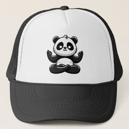 Zen Mediterende Panda - Leuke Dierenmeditatie Pose Trucker Pet (Voorkant)