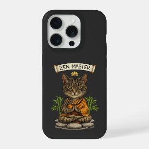 Zen Meester Kat Grappige Chille Grijze Tabby Kat C iPhone 15 Pro Case