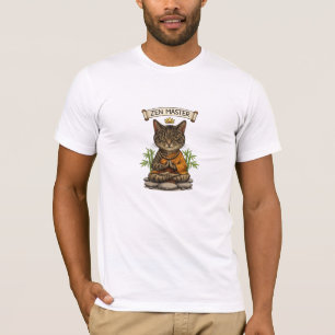 Zen Meester Kat Grappige Kalm Grijze Lapjeskat Cad T-shirt