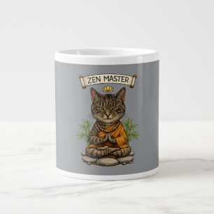 Zen Meester Kat Grappige Ontspannen Grijze Tabby K Grote Koffiekop