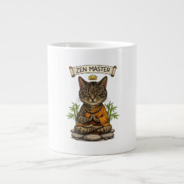 Zen Meester Kat Grappige Ontspannen Grijze Tabby K Grote Koffiekop