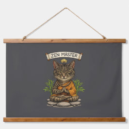 Zen Meester Kat Grappige Ontspannen Grijze Tabby K Hangend Wandkleed