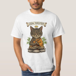 Zen Meester Kat Grappige Relaxte Grijze Tabby Kat  T-shirt
