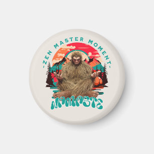 Zen Meester Moment Bigfoot Meditatie Retro Kunst Magneet