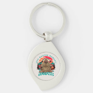 Zen Meester Moment Bigfoot Meditatie Retro Kunst Sleutelhanger