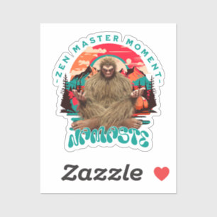 Zen Meester Moment Bigfoot Meditatie Retro Kunst Sticker