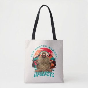 Zen Meester Moment Bigfoot Meditatie Retro Kunst Tote Bag