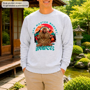 Zen Meester Moment Bigfoot Meditatie Retro Kunst Trui