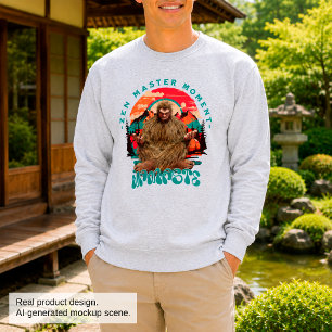 Zen Meester Moment Bigfoot Meditatie Retro Kunst Trui