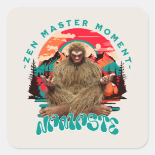 Zen Meester Moment Bigfoot Meditatie Retro Kunst Vierkante Sticker