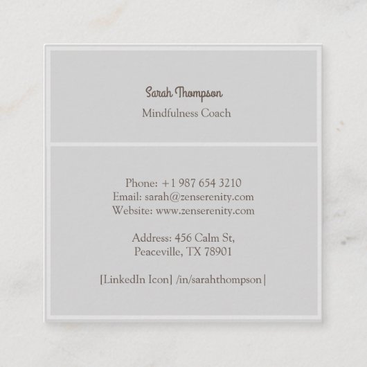 Zen Mindfulness Coach Visitekaartje (Achterkant)