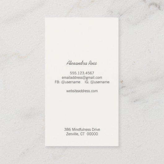 Zen Minimalist Simple New age Interior Designer Visitekaartje (Achterkant)