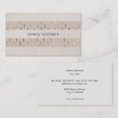 Zen Minimalist Striped Faux Beige Linen Gold Visitekaartje (Voorkant / Achterkant)