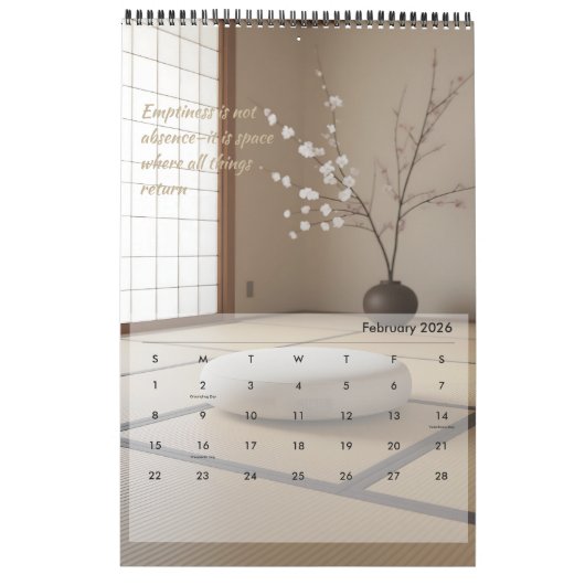 Zen Minimalist Wall Kalender (Feb 2026)