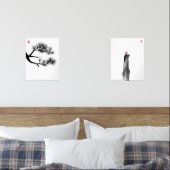 Zen Minimalistische Ink Art Set — Pine & Lone Bird (Slaapkamer)