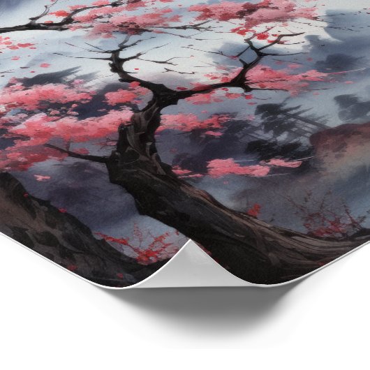 Zen Minimalistische Japanse Landschapsschilderij P Poster (Hoek)