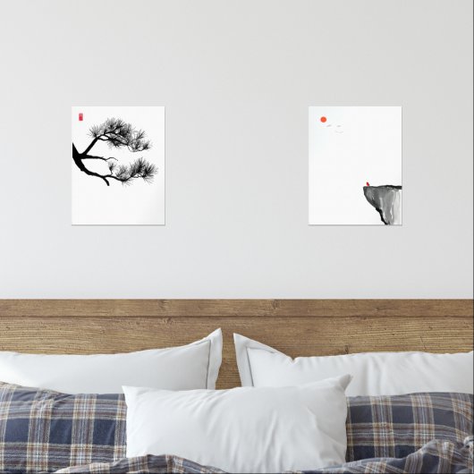 Zen Minimalistische Wall Art Set - Natuur Ink Deco (Slaapkamer)