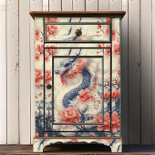 Zen Mist Draak | Houtskool & Stof Roze Decoupage Tissuepapier
