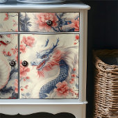 Zen Mist Draak | Houtskool & Stof Roze Decoupage Tissuepapier