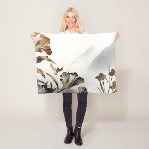 Zen Misty Berg Vogels Minimalistisch Natuur Fleece Deken