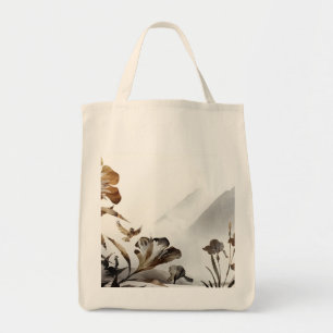 Zen Misty Berg Vogels Minimalistisch Natuur Tote Bag