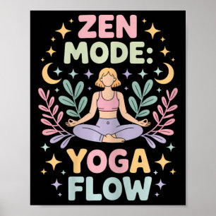 Zen Mode Yoga Flow Retro Meditatie Outfit Voor Vro Poster