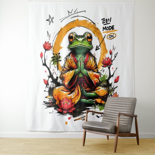 Zen Modus Aan Mediterende Kikker Monnik Wandkleed (In situ)
