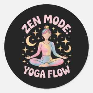 Zen Modus Yoga Flow Kleurrijke Meditatie Retro Out Ronde Sticker