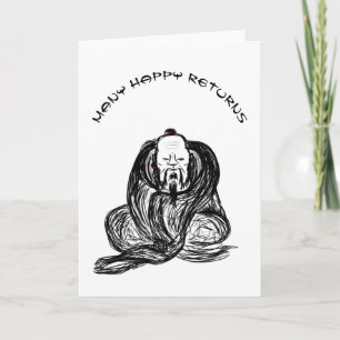 Zen Monk Happy retournering Birthday Card Kaart