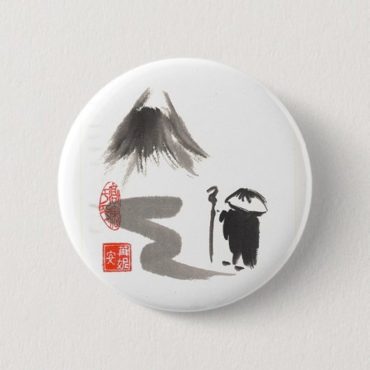 Zen Monk op reis Ronde Button 5,7 Cm (Voorkant)