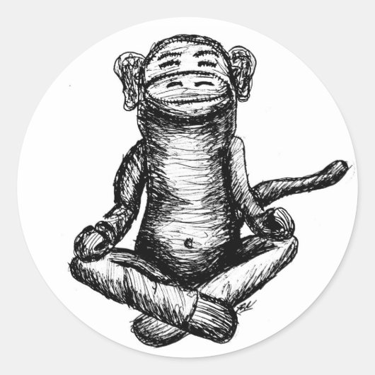 Zen Monkey2 ronde stickers (Voorkant)