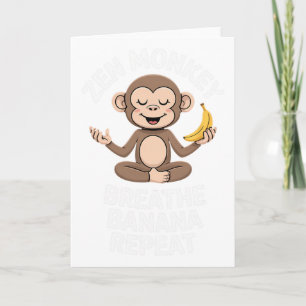 Zen Monkey Adem Nana Herhaal Grappige Yoga Meditat Kaart