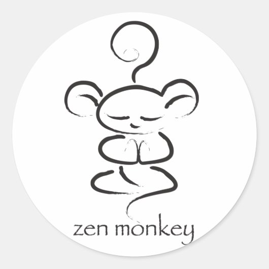 Zen Monkey Ronde Sticker (Voorkant)