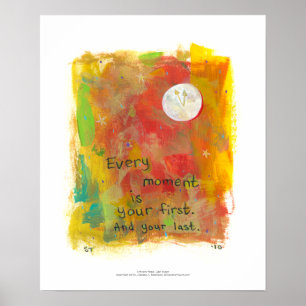 Zen Moon modern kunstschilderij - leef in het mome Poster