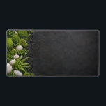 Zen Mossy Forest Floor and Stone Desk Mat<br><div class="desc">This Zen Mossy Forest Floor and Stone Desk Mat features a high-detail left-anchor design of lush emerald moss, ferns, and smooth river stones. Perfect for biophilic office setups, minimalist workspaces, or as a calming nature-inspired gift. This ultra-wide desk pad offers a clean, dark textured surface for your mouse while keeping...</div>