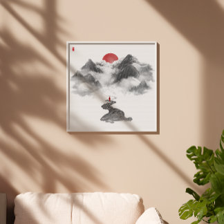 Zen Mountain Cloud Path Art Print - Inktdecor Perfect Poster