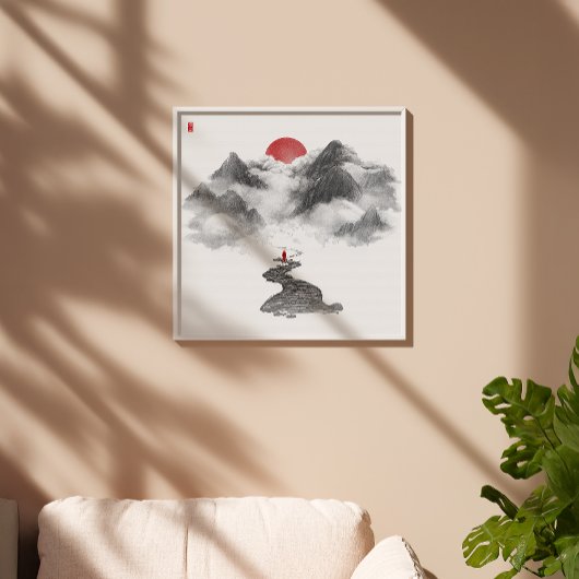 Zen Mountain Cloud Path Art Print - Inktdecor Perfect Poster