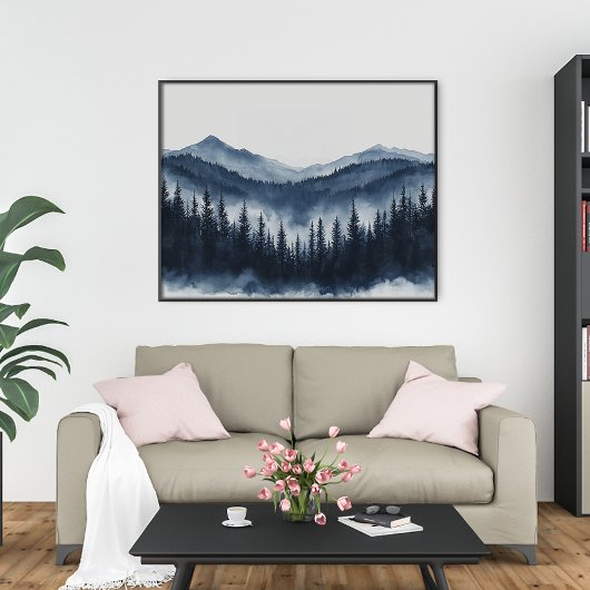 Zen Mountain Forest Minimalist Wall Art Perfect Poster