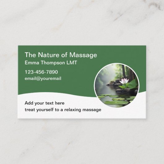 Zen Natuur Thema Massage Therapeut Visitekaartjes (Voorkant)