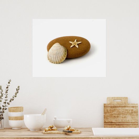 Zen Natuur Zee Shell Star fish Pebble Poster (Keuken)