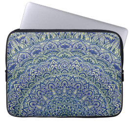 Zen Navy en yellow Mandala Laptop Sleeve