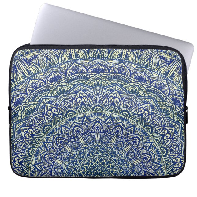 Zen Navy en yellow Mandala Laptop Sleeve (Voorkant)