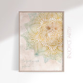 Zen neatral tone gouden mandala Indiase muur kunst Poster