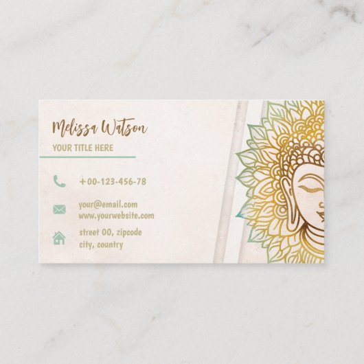 Zen neutrale tonen boeddha yoga studio visitekaartje (Achterkant)